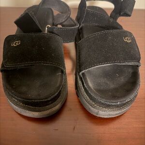 UGG Kids Black Suede Sandals